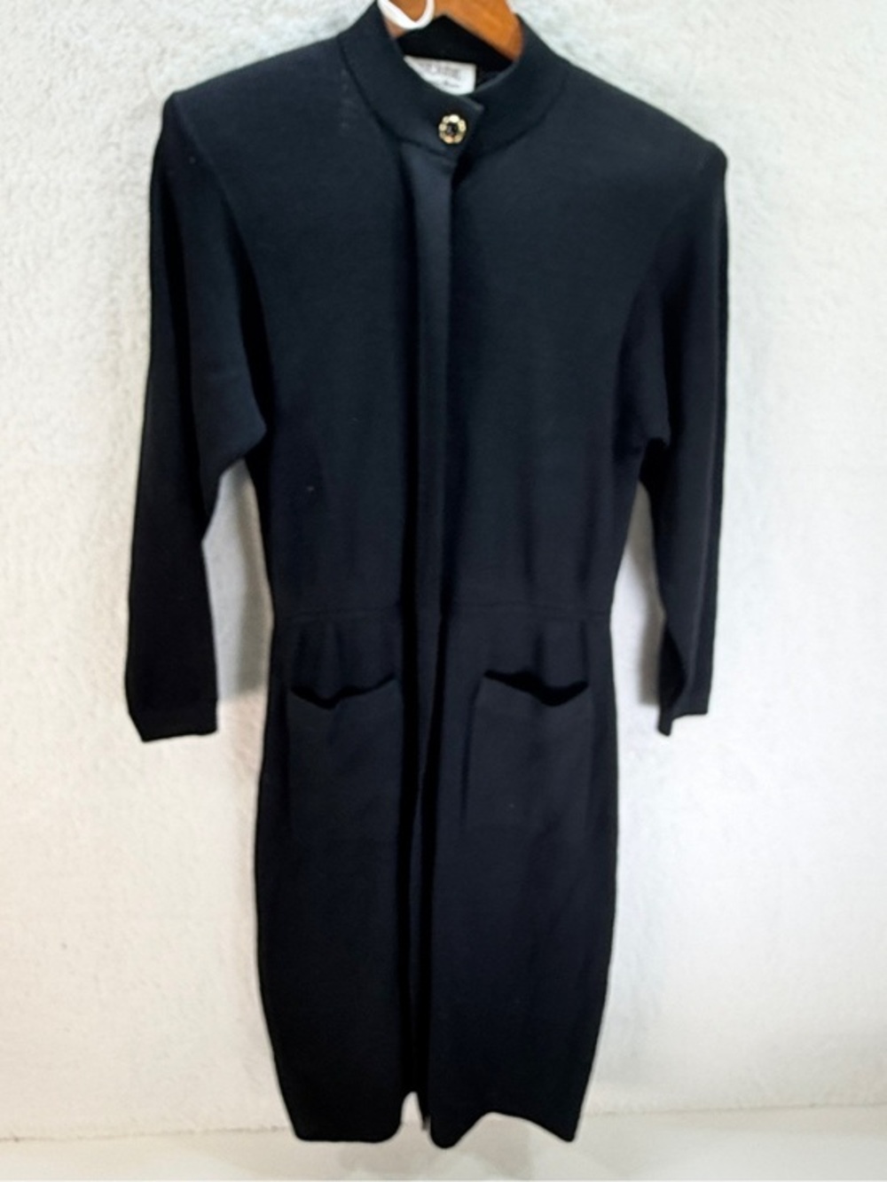 Vintage St John by Marie Gray Dark Navy Blue Knit Long Sleeve Dress Size 4